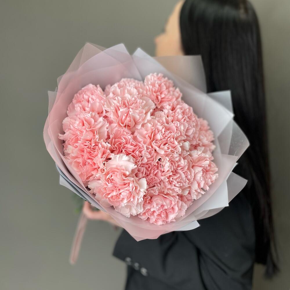 Нежно розовые гвоздики 19 шт