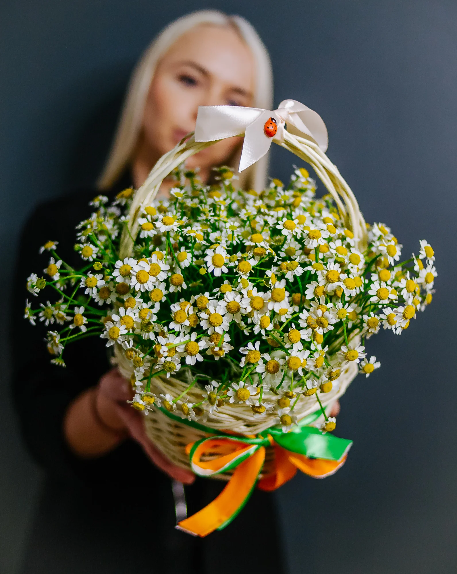 Ромашки 25 шт в корзине