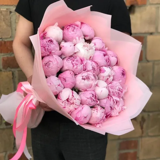 Розовые пионы 25 шт