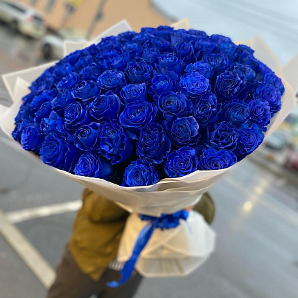 Синие Розы 101 шт