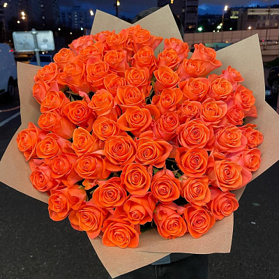 Оранжевые Розы 51 шт