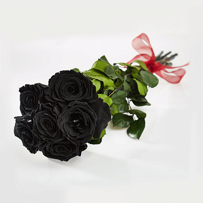 Траурный Букет Черные Розы 6 шт