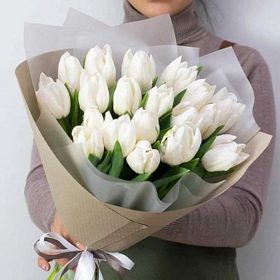Белые Тюльпаны 19 шт