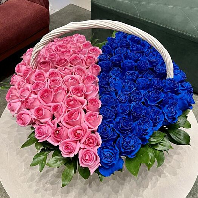 101 Розовая Синяя Роза Сердце