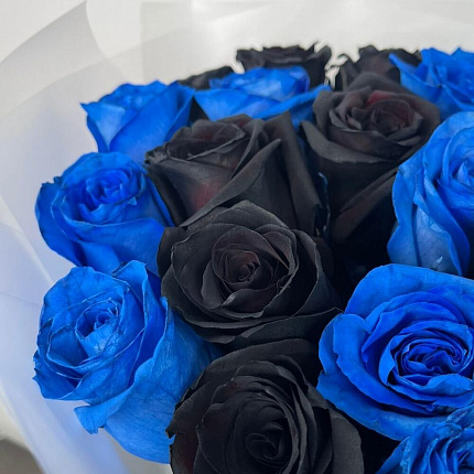 Черные Синие Розы 25 шт