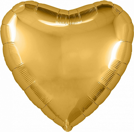 Шарик "Сердце" фольгированный, золотой 1 шт