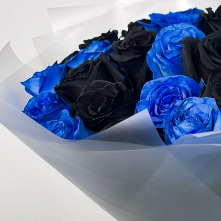 Черные Синие Розы 25 шт