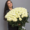 Гигантские Белые Розы 110 см - 101 шт